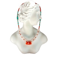 Collier de pierres précieuses fait à la main en argent Sterling 925, huître Turquoise, quartzite rouge, Orange, grenat de mandarine
