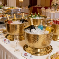 Seau à glace martelé en acier inoxydable pour boissons, seau à champagne pour mariages, événements familiaux et professionnels, grand seau à glace