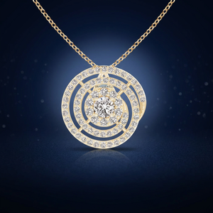 Pendentif de fiançailles triple cercle en diamant rond cultivé en laboratoire certifié IGI, or 10K 14K 18K, argent 925 935, bijoux fins de luxe - Product Image 1