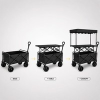 Chariot de camping pliable avec auvent pare-soleil, chariot pliant avec table, chariot de marché en tissu Oxford 900D pour la vente en plein air et le camping