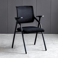 Chaise de formation moderne pliable avec tablette d'écriture, pour une utilisation prolongée, structure en acier simple, accoudoirs en maille, mobile et rotative