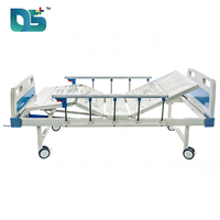 Lit médical manuel réglable en acier inoxydable avec panneau de tête ABS, barre latérale relevable, 2 fonctions et 2 manivelles pour patient
