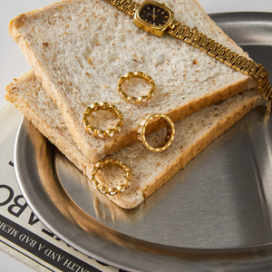 Heart Shape Zircon <b>Ring</b> <b>Set</b> <b>Gold</b> Plated Women's Wedding Jewelry Pave Setting Geometric Design Fashion <b>Rings</b> - Product Image 4