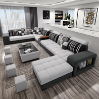Sofá Seccional de Tela de Estilo Moderno, Sofá Cama, Juego de Sofás para Sala de Estar, Muebles para el Hogar, Juego de Sofás de Esquina en Forma de U de Lujo, 7 Plazas