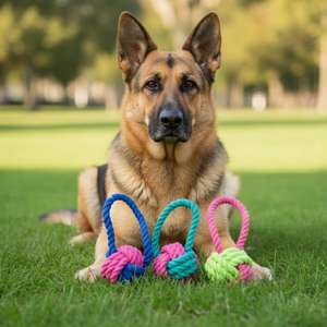 Giocattolo per Animali Domestici Yommy in Corda Intrecciata, Multicolore, Cotone, 23 Cm, Gioco Interattivo per Cani - Product Image 5