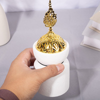Brûleur d'encens en céramique blanche avec pompon, brûleur d'encens traditionnel, style chinois et arabe, objet décoratif pour la maison, culture artistique