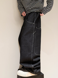 <span class=keywords><strong>Jeans</strong></span> <span class=keywords><strong>Larghi</strong></span> da Uomo Personalizzati Stile Hip-Hop High Street, Pantaloni <span class=keywords><strong>Lunghi</strong></span> a Vita Alta con Grandi Tasche - Product Image 5