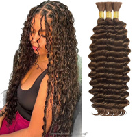 Vente en gros tresses Boho Curl en vrac cheveux humains pour le tressage sans trame vague profonde brut en vrac Boho cheveux humains tressage extension de cheveux