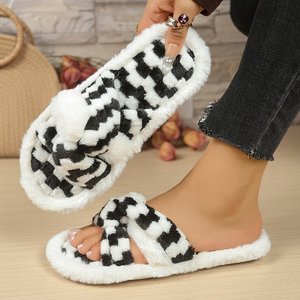 Nouvelles pantoufles d'intérieur en tricot de peau de mouton avec doublure polaire et nœud décoratif pour femmes, motif léopard automne, tongs à bout ouvert - Product Image 1