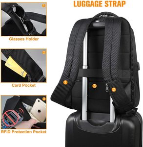 Sac à dos antivol pour <span class=keywords><strong>ordinateur</strong></span> <span class=keywords><strong>portable</strong></span> de voyage <span class=keywords><strong>14</strong></span> <span class=keywords><strong>pouces</strong></span> compatible TSA, étanche, avec <span class=keywords><strong>protection</strong></span> USB et RFID, motif géométrique, capacité 56-79L, unisexe - Product Image 5