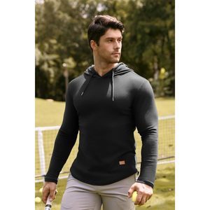 FOXA <b>Mens</b> Fleece Hoodie Long Sleeve Athletic Sweatshirt Breathable <b>Pullover</b> Hooded Top For <b>Men</b> - Product Image 3
