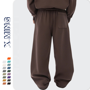 Pantalon de survêtement droit coupe ample pour hommes logo personnalisé imprimé bouffant pantalon de survêtement cordon hommes décontracté polaire coton pantalon évasé - Product Image 1
