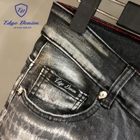 Pantalon en jean noir ajusté en denim Edge Denim Iron Diamond, taille haute élastique, pantalon sur mesure, jean skinny pour homme, décontracté