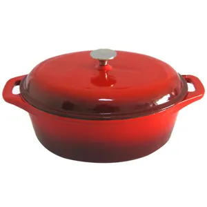 Utensilios de cocina antiadherentes ovalados, Color rojo, 34cm, cazuela de hierro fundido