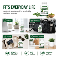 Kapsul Antioksidan Moringa Label Pribadi OEM 1200 mg Bubuk Daun Vegan Non-GMO Teruji oleh Pihak Ketiga Formula Khusus Grosir