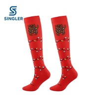 Chaussettes de compression de Noël pour le sport et la course, manchon de compression graduée pour mollets, hauteur genou, chaussettes de fêtes