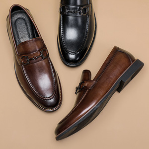 Vente en gros de chaussures de ville pour hommes en cuir véritable italien de luxe, mocassins à enfiler, chaussures Oxford formelles - Product Image 5
