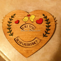 Souvenir romantique fait à la main en bois forme de coeur plaque artisanat pour la Saint-Valentin