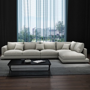 Sofá de Tela de Látex y Algodón-Lino, Chaise Longue Grande, Estilo Italiano, para Sala de Estar, Completamente Ensamblado, <span class=keywords><strong>en</strong></span> Forma de L, Desmontable - Product Image 2