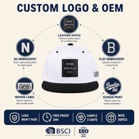 Casquette Snapback Blanche à Visière Plate Noire Six Panneaux avec Broderie de Logo Personnalisé Réglable Streetwear OEM Vente en Gros Faible MOQ