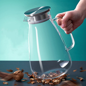 Jarra de vidrio para agua fría con tapa, gran capacidad para almacenar té de frutas, uso doméstico - Product Image 1