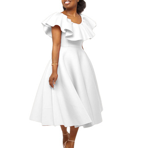 Hàng Mới Mùa Hè Một Dòng Ruffles Casual Dresses Phụ Nữ Thanh Lịch Đảng Evening Dresses Đối với Phụ Nữ - Product Image 2