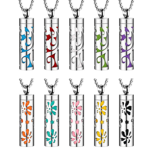 Collar de acero inoxidable 316L para aromaterapia, <span class=keywords><strong>difusor</strong></span> de <span class=keywords><strong>aceites</strong></span> <span class=keywords><strong>esenciales</strong></span>, colgante con cadena, joyería de bienestar aromático para mujer, venta al por mayor OEM - Product Image 1
