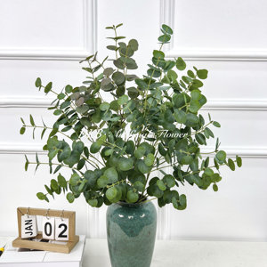 Hojas verdes de seda <span class=keywords><strong>artificial</strong></span> de alta calidad, tallos de hojas de rama de tacto Real, arreglo Floral, boda, Navidad - Product Image 5