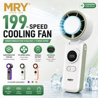 Ventilateur portable MRY à refroidissement par glace, haute vitesse, 3600 mAh, affichage numérique, 199 vitesses, rechargeable Type-C, mini ventilateur portatif