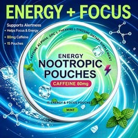 Poudre Énergisante en Gros 80mg Caféine, Sachets Énergétiques Nootropiques, Complément Cérébral pour la Concentration, Marque Privée OEM pour la Vente au Détail