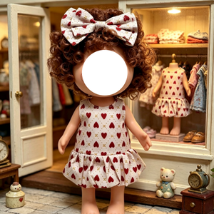 [Uniquement en tissu] Ensemble de robes mignonnes pour poupées en peluche de 24 cm, ensemble de jupes et accessoires pour cheveux avec nœud, 2 pièces - Product Image 2