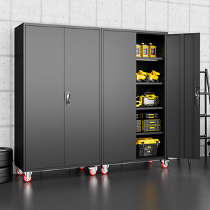 Armoire de bureau métallique, armoire verticale, armoire à dossiers en acier, armoire de garage robuste avec roulettes - Product Image 1