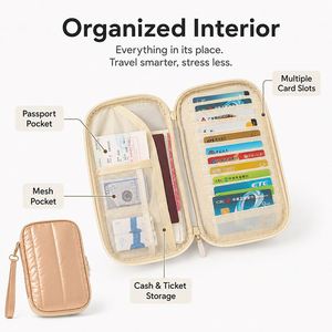 Porta Pasaportes de Viaje Acolchado con Logotipo Personalizado, Impermeable, con Múltiples Ranuras, Correa de Muñeca Desmontable, Cartera para Documentos de Identificación de Avión - Product Image 4