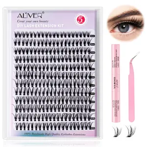 240pcs 30D Extension de Cils Cluster Faux Cils Bond et Sceau Outils Brun Mat Noir Bricolage Segment Extensions de Cils Kit Vente en Gros