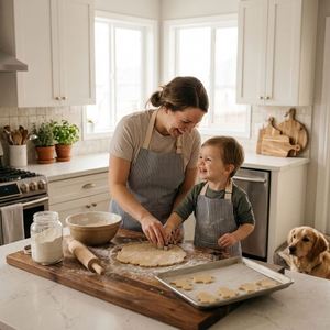 Ensemble assorti parent-enfant rayé en coton et lin, tablier de cuisine réglable pour maman, papa, enfants, idée cadeau pour la famille - Product Image 4