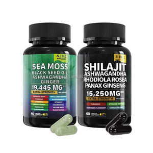 Shilajit แคปซูลมอสทะเล, แคปซูลมอสทะเลสีดำน้ำมัน Ashwagandha ขิง shilajit Rhodiola rosea อาหารเสริม - Product Image 1