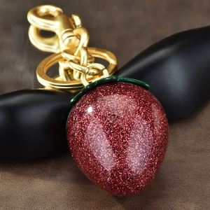 2025 New Design 3D Strawberry Metal Keychain <b>Bag</b> Decoration Pendant High Quality Luxury 3D Crystal Strawberry Keychain Wholesale - Product Image 4