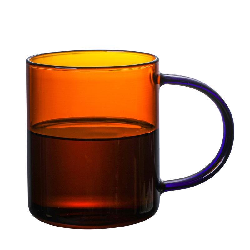 380ML High Borosilicate Glass Coffee Mugs Solid Colorful Single Wall Glass Cup With Handle