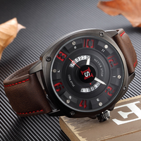 Montre classique NS Never Stop N918 avec aiguilles lumineuses, bracelet en cuir, étanche, affichage de la date, montre à quartz pour homme, Reloj Para Hombre