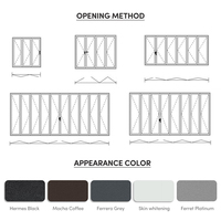 Porte coulissante pliante en aluminium personnalisée OUNA avec stores intégrés, fenêtres à double vitrage, portes pliantes pour application extérieure