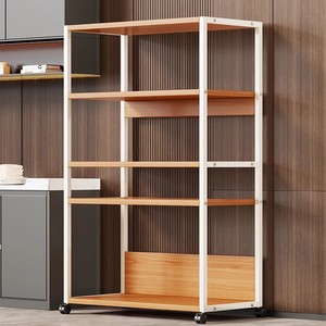 Modern <b>Industrial</b> Oak Metal 5-Tier Freestanding Waterproof Adjustable Kitchen Storage <b>Shelf</b> Pantry Organizer Rack for Food - Product Image 3