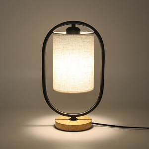 Nordique européen moderne Portable lampe de lecture chevet Dimmable lanterne en bois cylindre tissu <span class=keywords><strong>abat</strong></span>-<span class=keywords><strong>jour</strong></span> pour salon chambre - Product Image 1