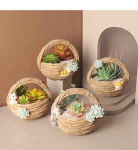 Panier en résine imitation osier Roogo pour plantes succulentes avec trou de drainage, <span class=keywords><strong>pot</strong></span> de fleurs mignon en forme de chiot ou de lapin - Product Image 3