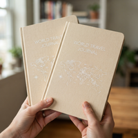 Carnet de voyage personnalisé en lin/papier/cuir avec album photo et scrapbook format A5 – Journal personnalisé sur mesure