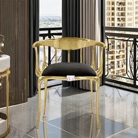Chaise de maquillage de luxe en laiton italien avec bureau intégré, chaise de salle à manger nordique en cuivre pour chambre, salon, bar, hôtel, villa