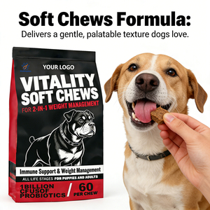 תוסף תזונה רך ללעיסה לניהול משקל כלבים OEM/ODM, מקדם תחושת שובע, מטבוליזם בריא ושריר רזה. - Product Image 5