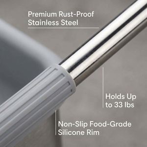 Égouttoir à vaisselle sur roulettes avec bord en silicone gris clair, tapis égouttoir pliable multifonction en acier inoxydable pour évier - Product Image 4