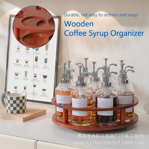 Wine Rack Rotating Wooden Bottle Holder For Kitchen Bar Storage 6 Bottles Capacity - Product Image 3