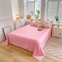 Parure de lit 4 pièces en polyester 200TC avec imprimé réactif, motif lapin fraise mignon pour jeune fille