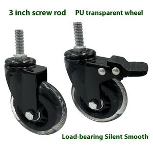 <span class=keywords><strong>3</strong></span> इंच का काला स्विचवेल फर्नीचर व्हील के साथ ब्रेक पू पारदर्शी मूक सार्वभौमिक स्क्रू अनुकूलन योग्य ओएम कैस्टर - Product Image 6